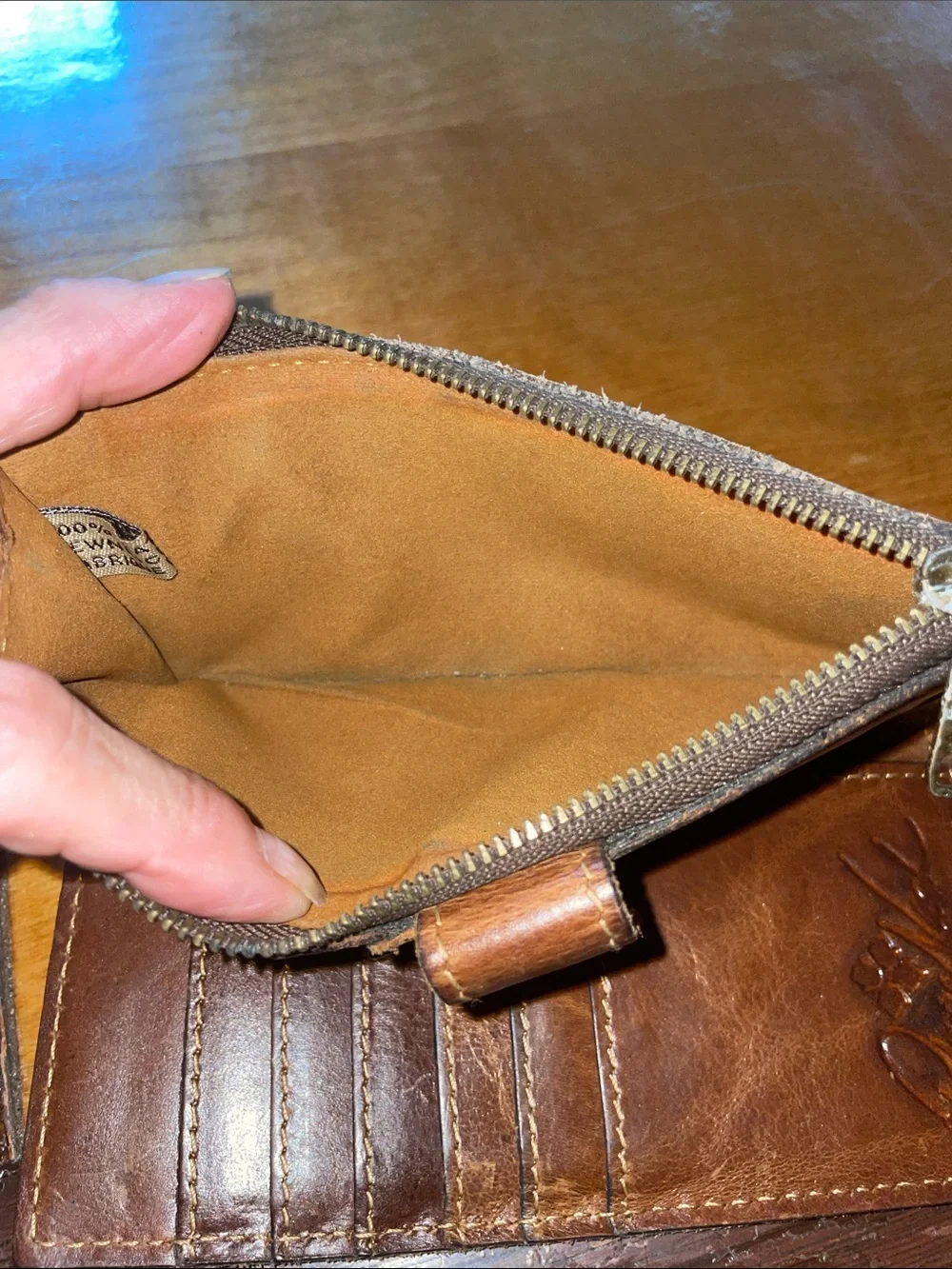 Patricia Nash VINTAGE Floral Multi-Color Leather Wallet with Brown Snap.